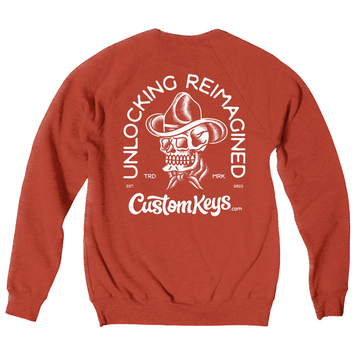 Cowboy Skull Crew Neck Sweatshirt - Brick