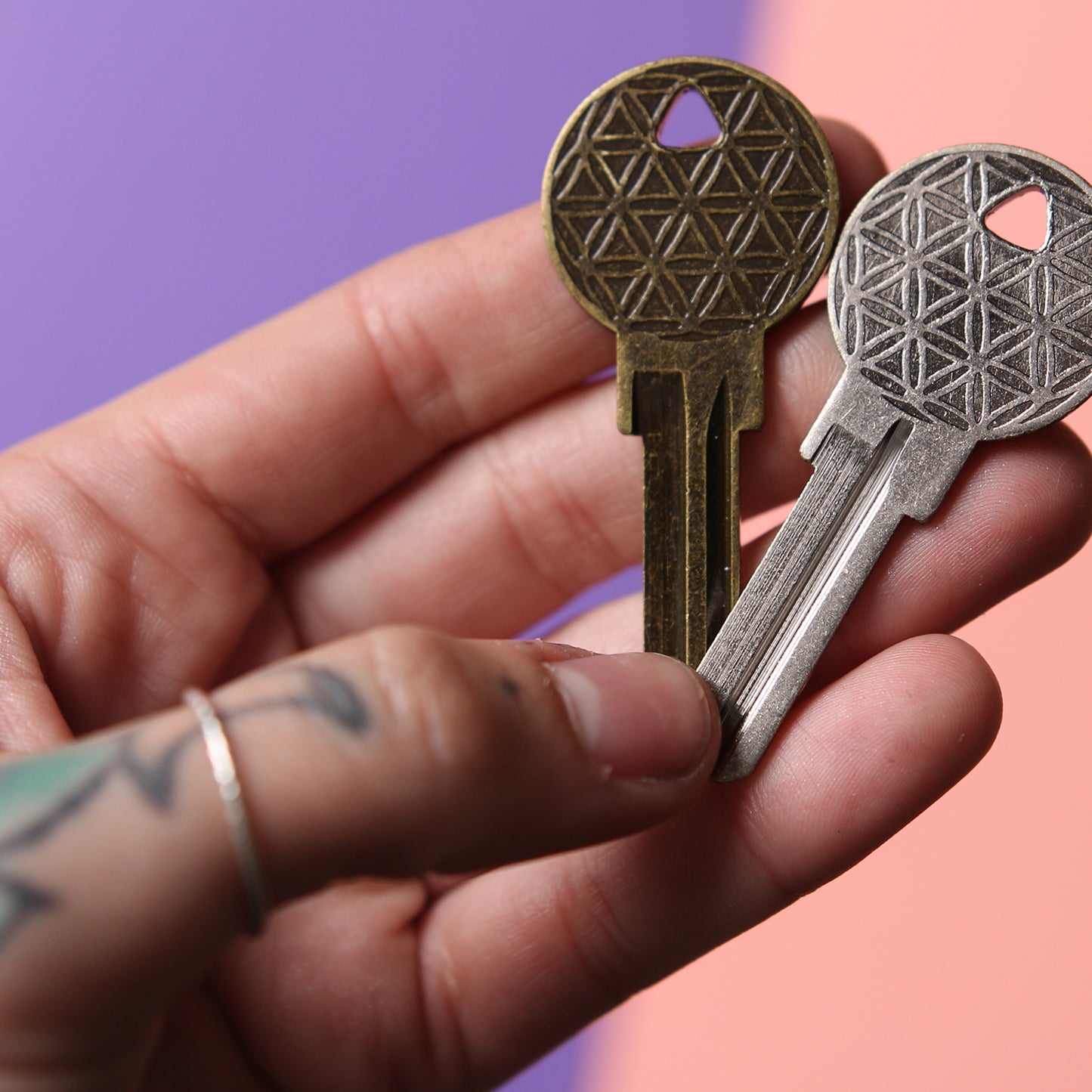Flower of Life Key - Silver