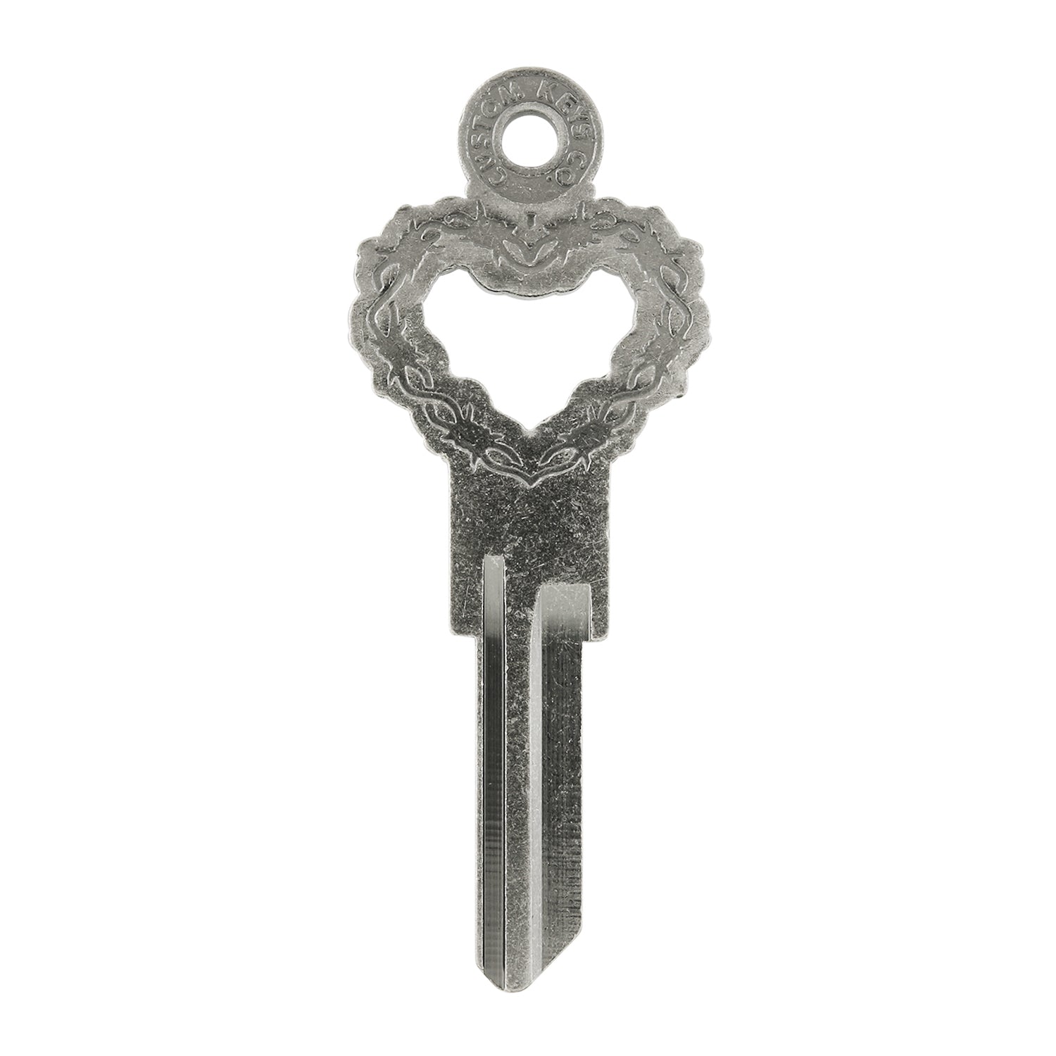 Barbed Wire Heart Blank Key - Silver