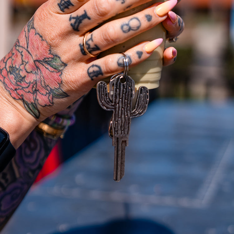 Blank Cactus Whisper Key - Silver in Hands