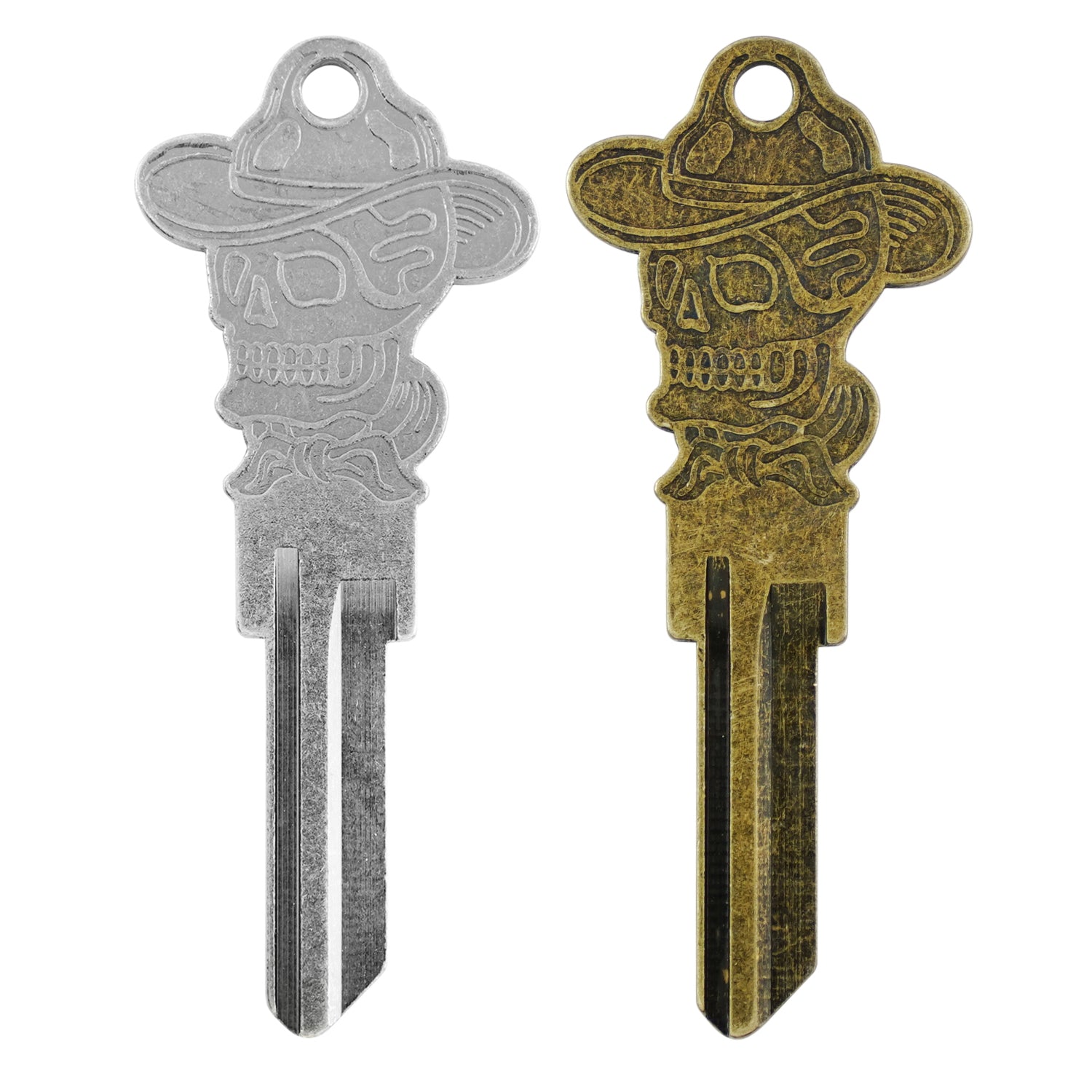 Cowboy Skull Key - KW1 Silver/Brass