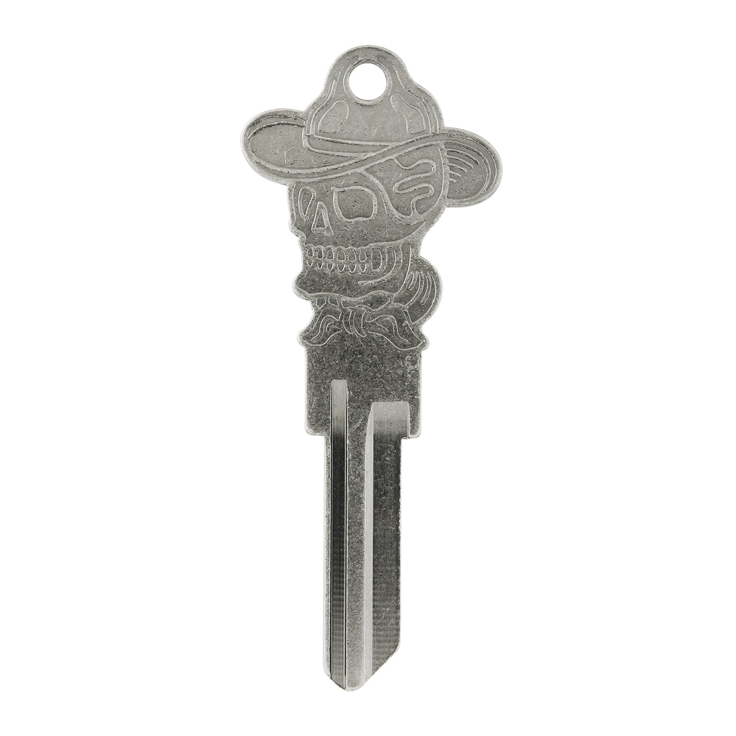 Cowboy Skull Custom Blank Key - Silver