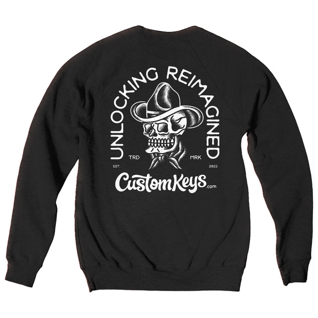 Cowboy Skull Crew Neck Sweatshirt - Black