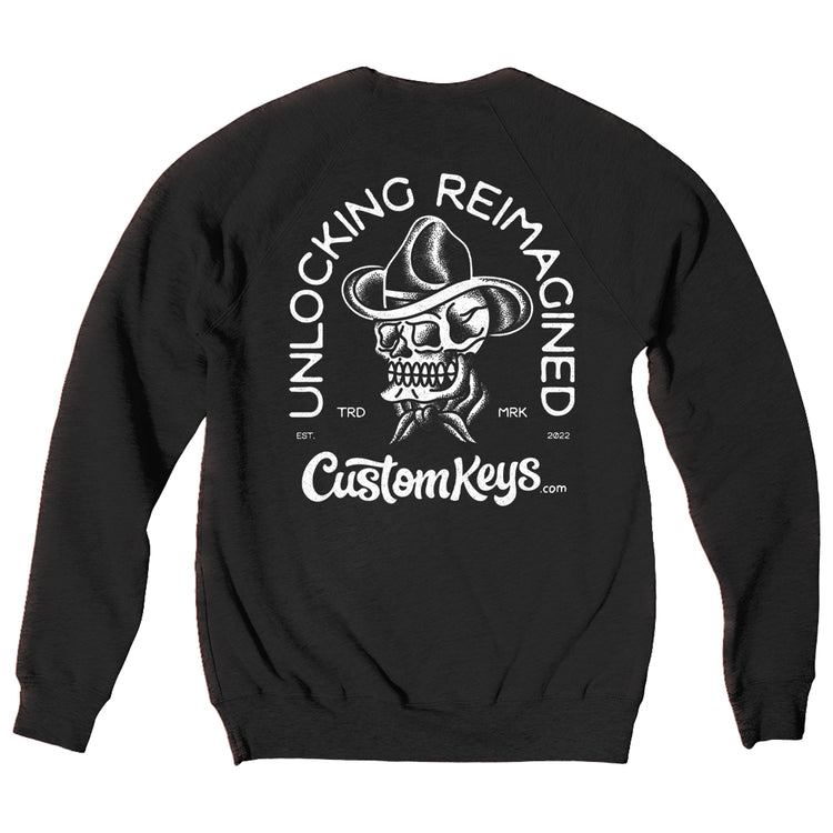 Cowboy Skull Crew Neck Sweatshirt - Black
