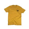 Yellow t-shirt with 'Custom Keys' text on a white background