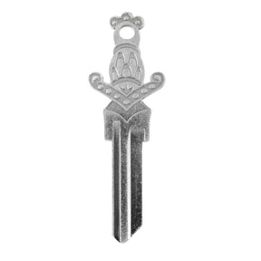 Silver key, with dagger design on the head.