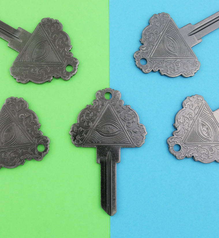 Ornate Illuminati Key - Silver