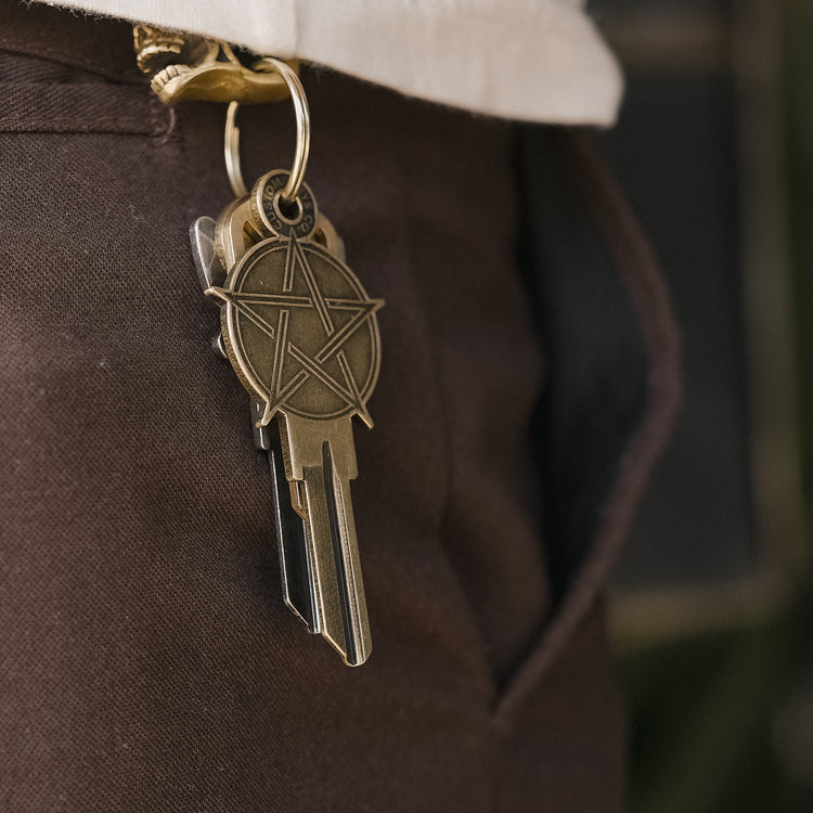 Pentagram House Key on Belt Loop
