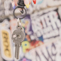 Silver Bonehead Key on Keychain