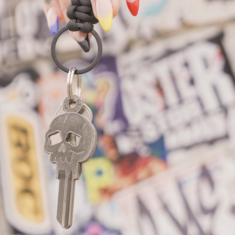 Silver Bonehead Key on Keychain