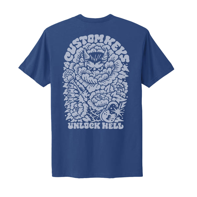 Blue Unlock Hell CustomKeys.com T-Shirt Back